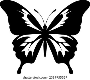 Vector isolated simple minimal graphic contour line butterfly drawing. Colorless single line butterfly drawing coloring page.