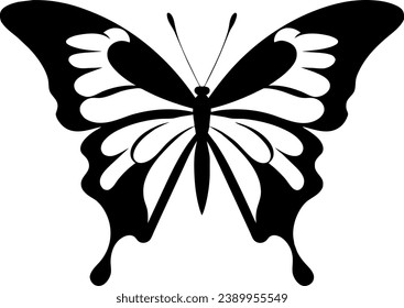 Vector isolated simple minimal graphic contour line butterfly drawing. Colorless single line butterfly drawing coloring page.