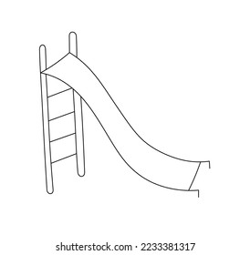 Vector isolated simple minimal kids metal slide colorless black and white contour line easy drawing