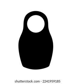 Vector isolated simple minimal matreshka matryoshka russian wooden toy woman with face hole  colorless black and white outline silhouette shadow shape stencil