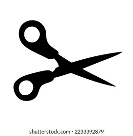 Vector isolated simple minimal  open scissors colorless black and white outline silhouette shadow shape