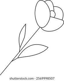 Vector aislado simple dibujo mínimo de capullos de rosa. Línea negra incolora del bosquejo del rosebud ilustración aislada en fondo transparente
