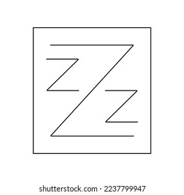 Vector isolated simple minimal three Z letters in square colorless black and white contour line easy drawing