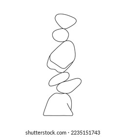Vector isolated simple minimal vertical tower of stones colorless black and white contour line easy drawing