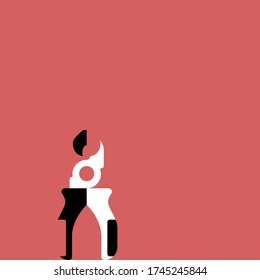 Vector isolated simple pliers on red background with empty space, three color concept, minimal concept, minimalism, monochrome, poster and postcard, illustration