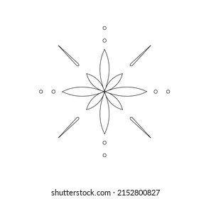 Vector isolated simple symmetrical ornament in square four corners block contour line stencil