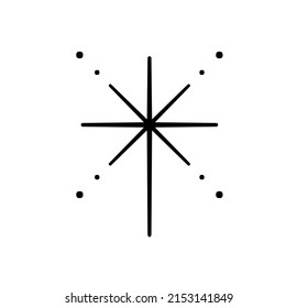 Vector isolated simple symmetrical ornament vertical cross in square four corners block contour black stencil
