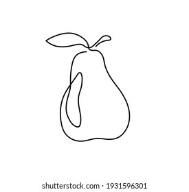 Vector isolated simple tiny pear line drawing. Doodle pear contour tiny icon logotype.