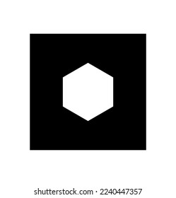 Vector isolated simple white  geometric shape inside black square icon logo symbol emblem pictogram