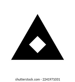 Vector isolated simple white  geometric shape inside black equilateral triangle icon logo symbol emblem pictogram