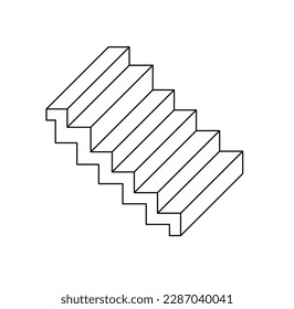 Vector isolated simplest geometrical stairs and steps side view isometric colorless black   white contour line easy drawing