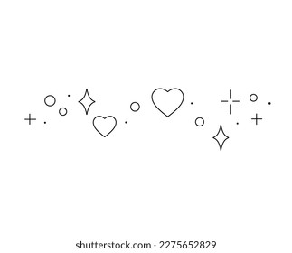 Vector isolated simplest hearts and bubbles composition colorless black and white contour line easy drawing