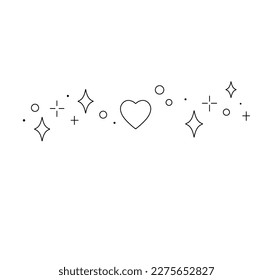 Vector aislado corazones simples estrellas y burbujas composición de contorno incoloro negro y blanco línea de dibujo fácil