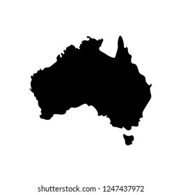 Vektor einzelne vereinfachte Illustrationssymbol mit schwarzer Silhouette des Kontinents Australien. Weißer Hintergrund