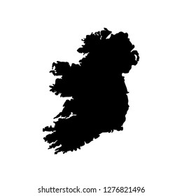 Vector isolated simplified illustration icon with black silhouette of Ireland island including Northern Ireland (UK) and Ireland (independent state). White background