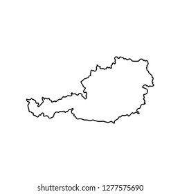 Vector isolated simplified illustration icon with black line silhouette of Austria map