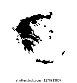 Vector isolated simplified illustration icon with black silhouette of Greece map. White background
