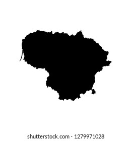 Vector isolated simplified illustration icon with black silhouette of Lithuania map. White background