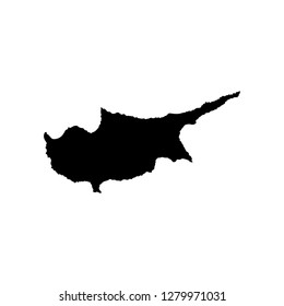 Vector isolated simplified illustration icon with black silhouette of Cyprus map. White background