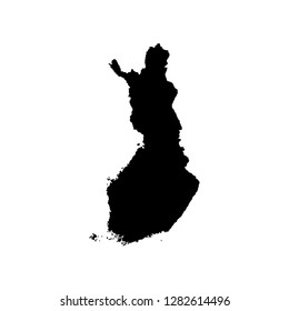 Vector isolated simplified illustration icon with black silhouette of Finland (scandinavian country) map. White background
