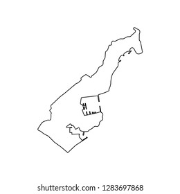 Vector isolated simplified illustration icon with black line silhouette of Monaco map. White background