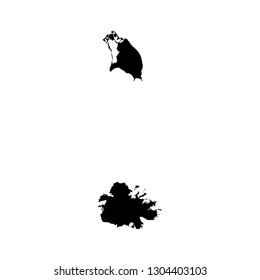Vector isolated simplified illustration icon with black silhouette of Antigua and Barbuda map. White background