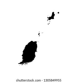 Vector isolated simplified illustration icon with black silhouette of Grenada islands map. White background