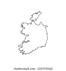 Vector isolated simplified illustration icon with black outline silhouette Ireland (independent state). White background