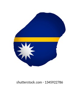 Vector isolated simplified illustration icon with silhouette of Nauru map. National flag. White background
