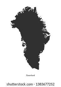 Vector isolated simplified illustration icon with dark grey silhouette of Greenland map. White background