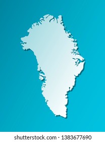 Vector isolated simplified illustration icon with light blue silhouette of Greenland map. Dark blue background