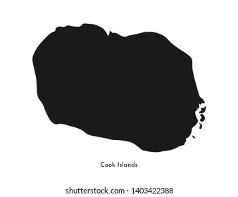 Vector isolated simplified illustration icon with black silhouette of Cook Islands map. White background