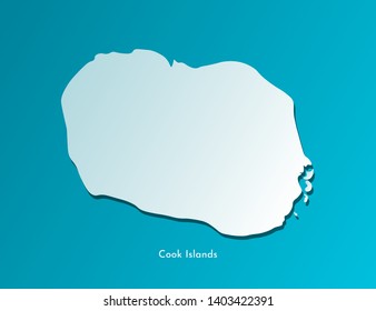 Vector isolated simplified illustration icon with blue silhouette of Cook Islands map. Dark blue background