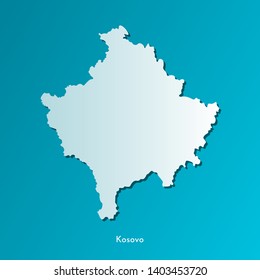 Vector isolated simplified illustration icon with blue silhouette of Kosovo map. Dark blue background