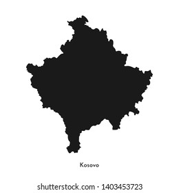 Vector isolated simplified illustration icon with black silhouette of Kosovo map. White background