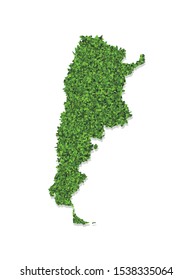 Vector isolated simplified illustration icon with green grassy silhouette of Argentina map. White background
