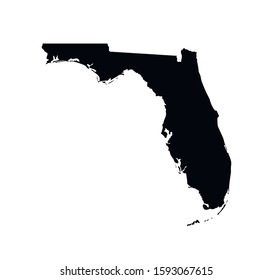 Vector isolated simplified illustration icon with black map's silhouette of State of Florida (USA). White background