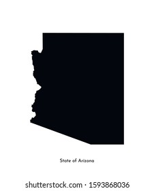 Vector isolated simplified illustration icon with black map's silhouette of State of Arizona (USA). White background