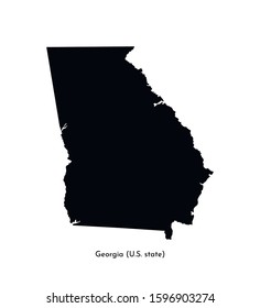 Vector isolated simplified illustration icon with black map's silhouette of State of Georgia (USA). White background