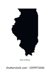 Vector isolated simplified illustration icon with black map's silhouette of State of Illinois (USA). White background