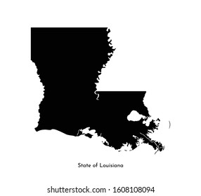 Vector isolated simplified illustration icon with black map's silhouette of State of Louisiana (USA). White background