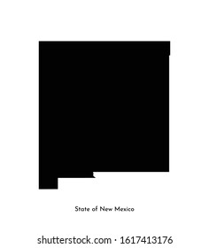 Vector isolated simplified illustration icon with black map's silhouette of State of New Mexico (USA). White background