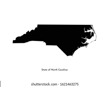 Vector isolated simplified illustration icon with black map's silhouette of State of North Carolina (USA). White background