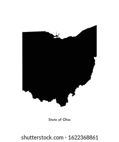 Vector isolated simplified illustration icon with black map's silhouette of State of Ohio (USA). White background
