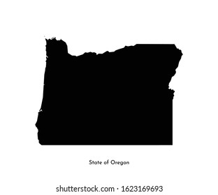 Vector isolated simplified illustration icon with black map's silhouette of State of Oregon (USA). White background