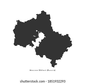 Vector isolated simplified illustration icon with dark grey silhouette of Moscow oblast map (federal subject of Russia). White background