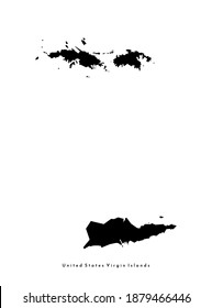 Vector isolated simplified illustration icon with black silhouette of United States Virgin Islands (american) map. White background