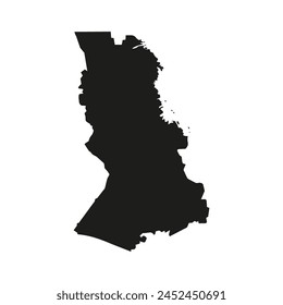 Icono de ilustración simplificada aislada de Vector con silueta negra de la República de Carelia, región rusa, mapa. Fondo blanco
