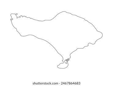Vector isolated simplified illustration icon with black outline silhouette of Bali, Indonesia island, map. White background