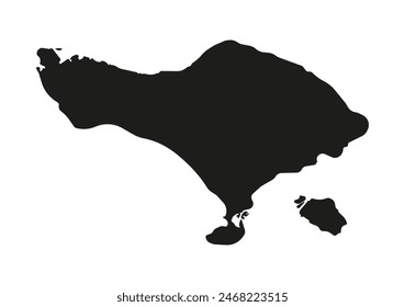 Icono de ilustración simplificada aislada de Vector con silueta negra de Bali y Nusa Penida, Indonesia islands, map. Fondo blanco